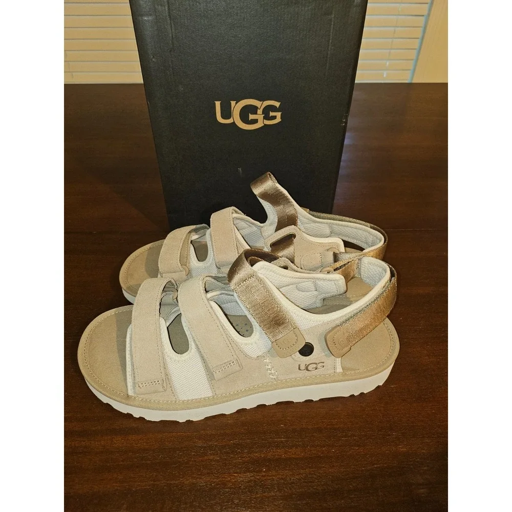 1153095 UGG Goldencoast Multistrap Brown Mens Suede Size 13 Sandals